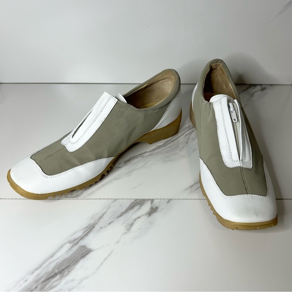 Walter Genuin Linea Stretch Made in Italy White and Tan Zip-Up Shoes Size 10.5 - Picture 3 of 7